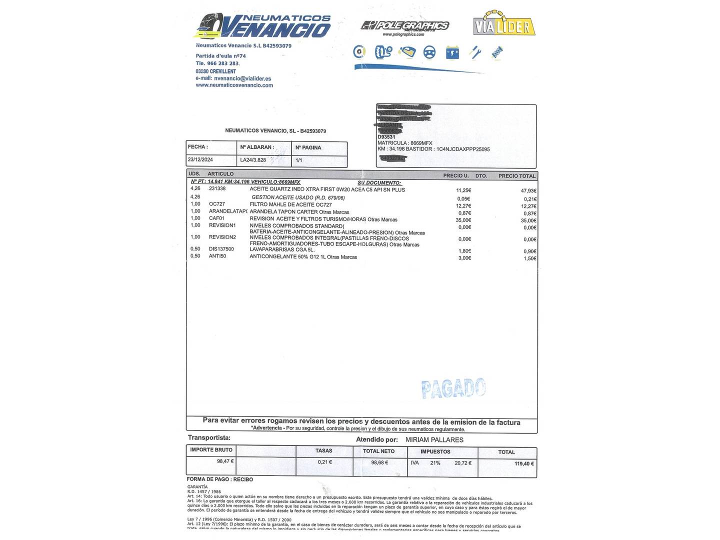 Foto del mantenimiento del Jeep Renegade Jeep Renegade eHybrid 1.5 Limited ATX (130 CV)