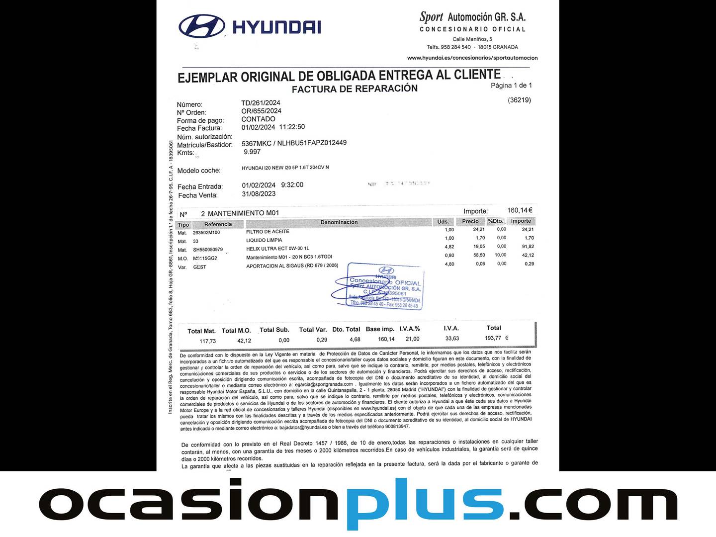 Foto del mantenimiento del Hyundai i20 Hyundai i20 1.6T N (204 CV)