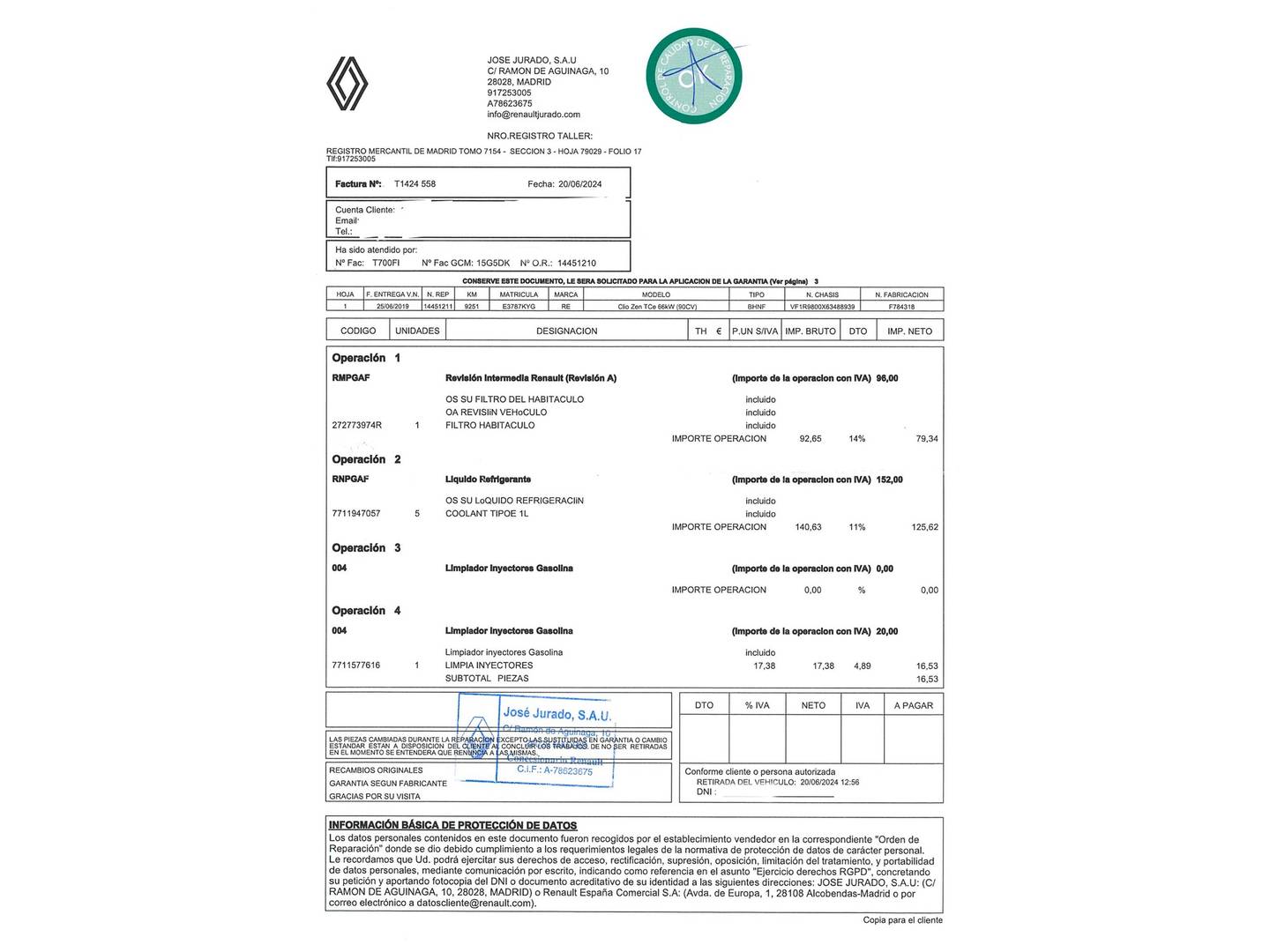 Foto del mantenimiento del Renault Clio Renault Clio Zen TCe (90 CV)