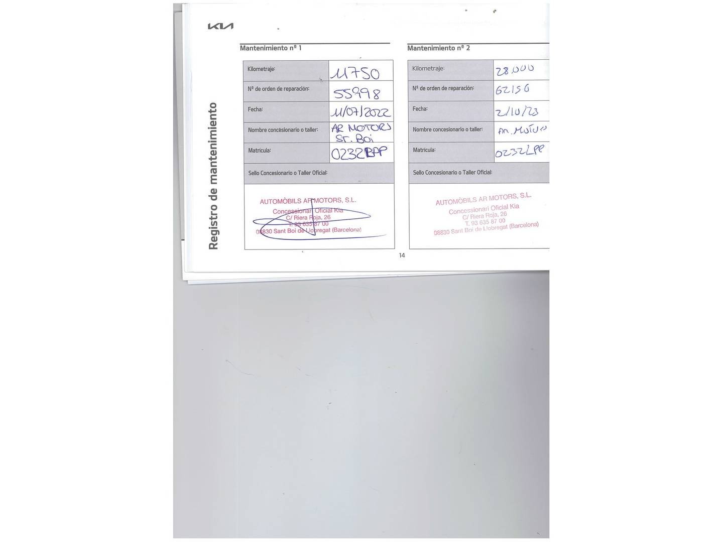Foto del mantenimiento del KIA Rio KIA Rio 1.2 DPi GT Line (84 CV)