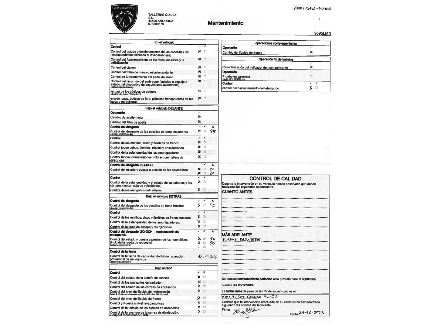 Foto del mantenimiento del Peugeot 2008 Peugeot 2008 PureTech 130 S&S Allure Pack (130 CV)