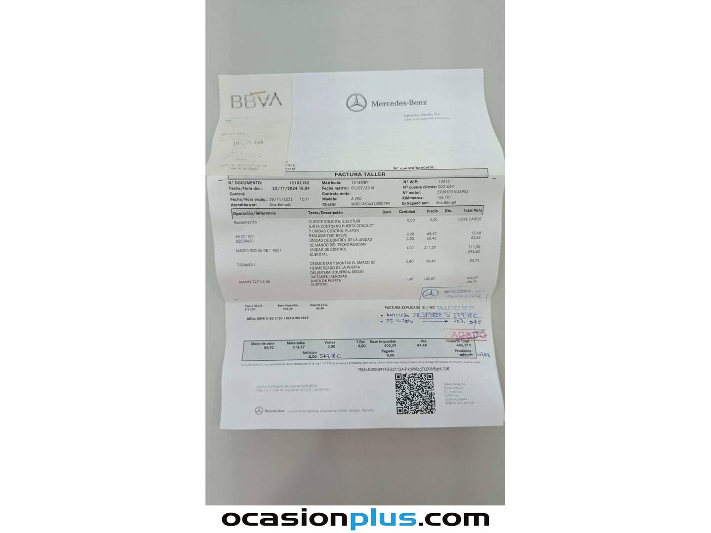 Foto del mantenimiento del Mercedes Clase A Mercedes Clase A 200 AMG Line (156 CV)