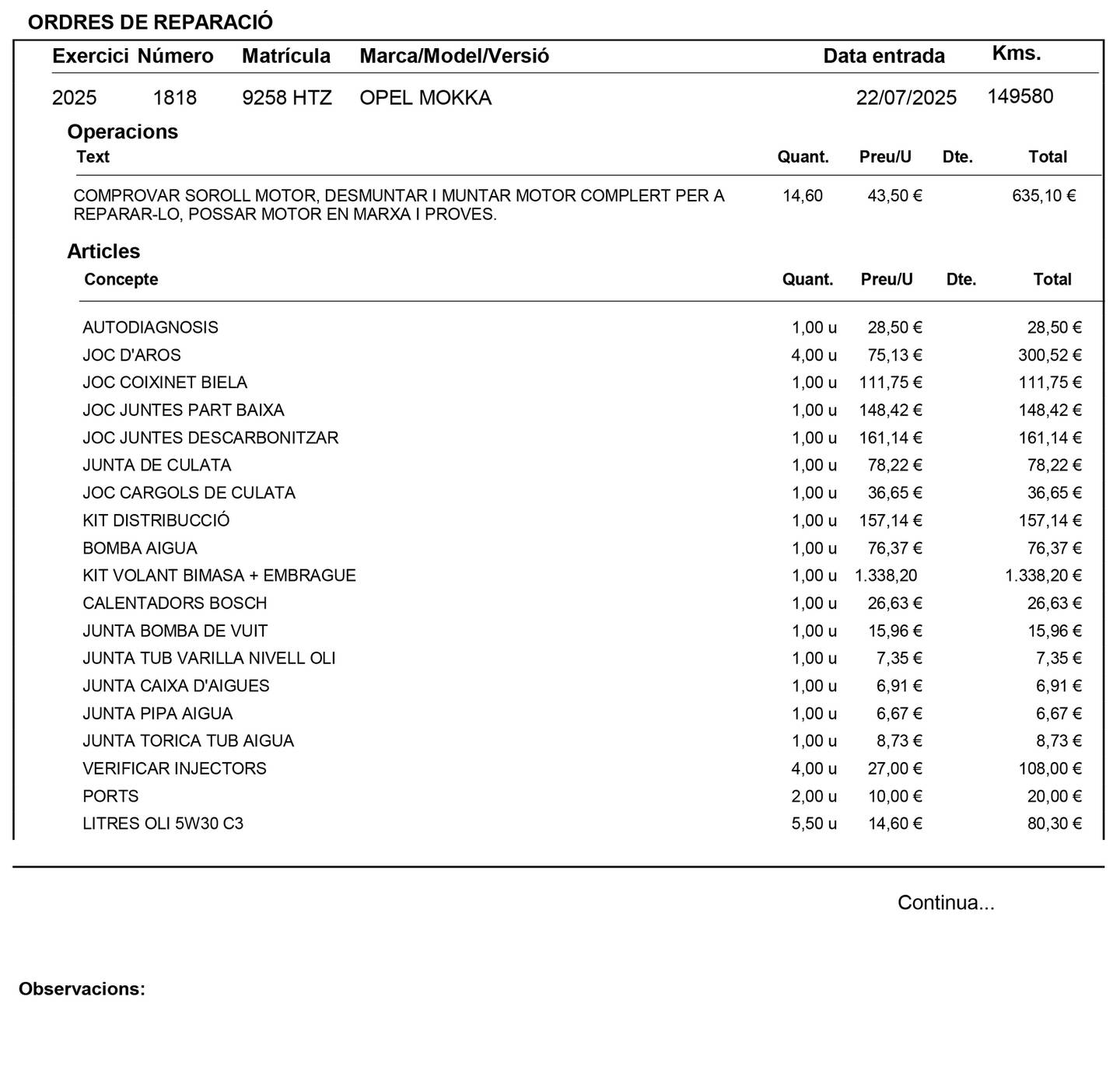 Foto del mantenimiento del Opel Mokka Opel Mokka 1.7 CDTI S&S Excellence 4X2 (130 CV)