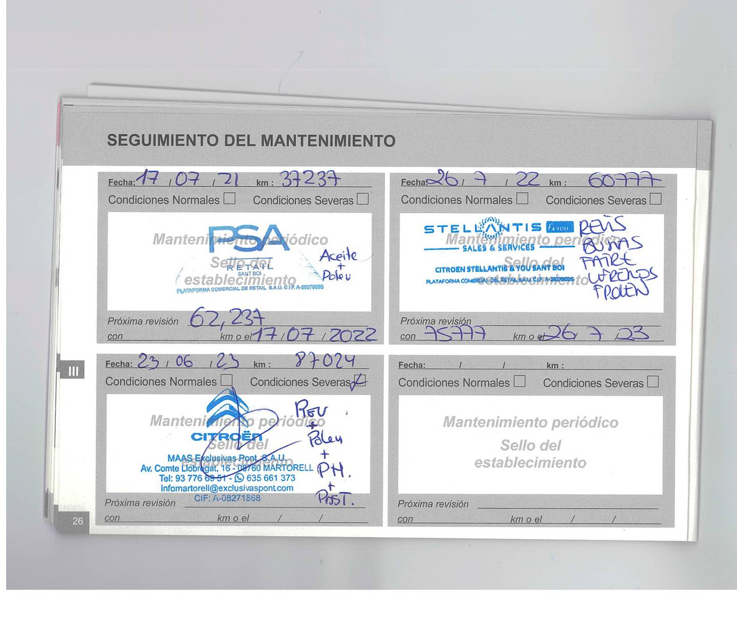 Foto del mantenimiento del Citroën C3 Citroën C3 PureTech 82 Feel (83 CV)