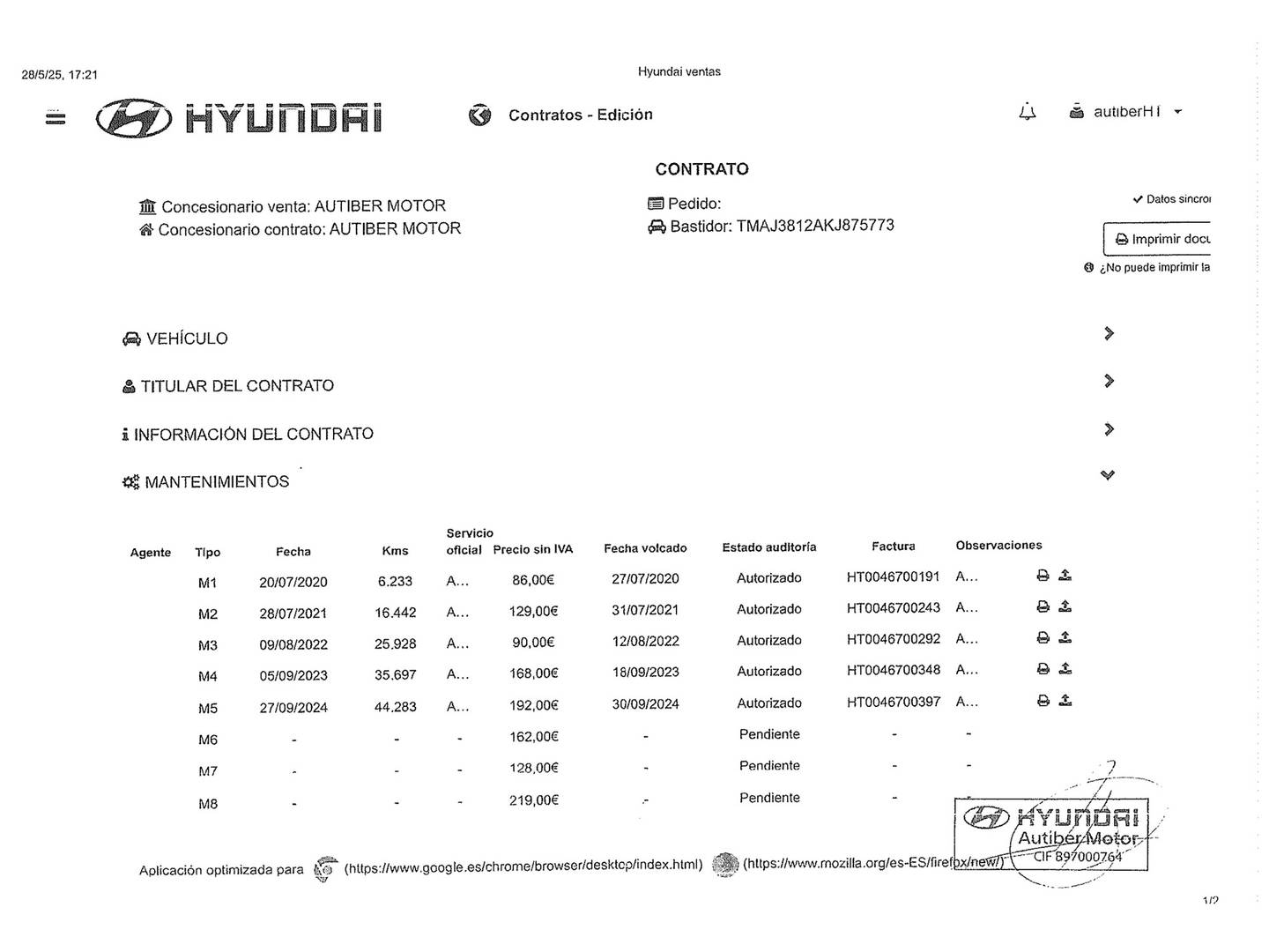 Foto del mantenimiento del Hyundai Tucson Hyundai Tucson 1.6 TGDI N-Line 4x2 (177 CV)