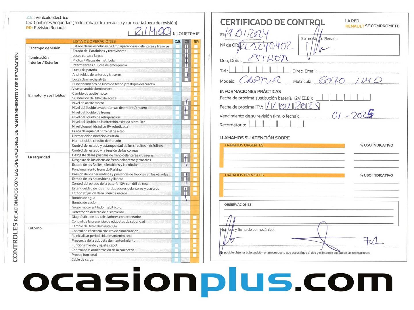 Foto del mantenimiento del Renault Captur Renault Captur Zen TCe (140 CV) EDC GPF