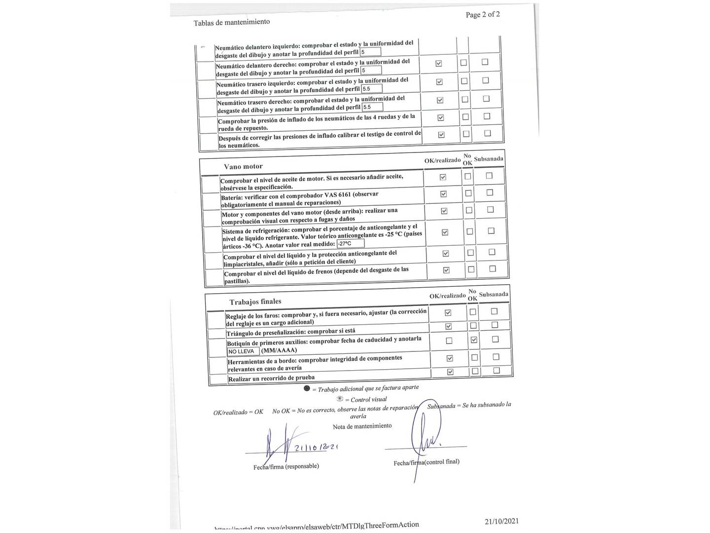 Foto del mantenimiento del Seat Ibiza Seat Ibiza 1.0 MPI S&S Reference Plus (80 CV)