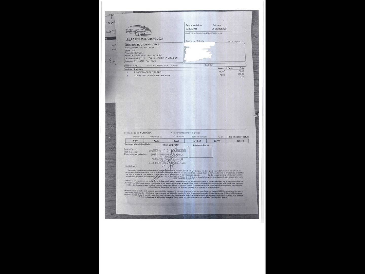 Foto del mantenimiento del Peugeot 2008 Peugeot 2008 BlueHDi 100 Allure (100 CV)