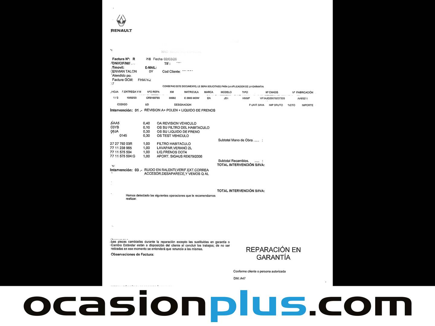 Foto del mantenimiento del Dacia Duster Dacia Duster Journey Go TCE (130 CV) 4x2
