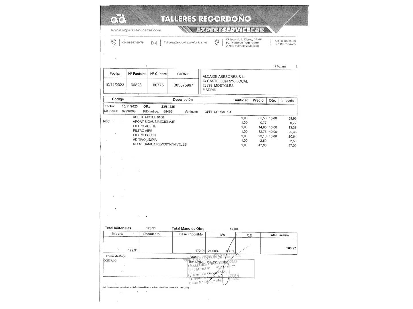 Foto del mantenimiento del Opel Corsa Opel Corsa Corsa 1.4 GLP Design Line (90 CV)