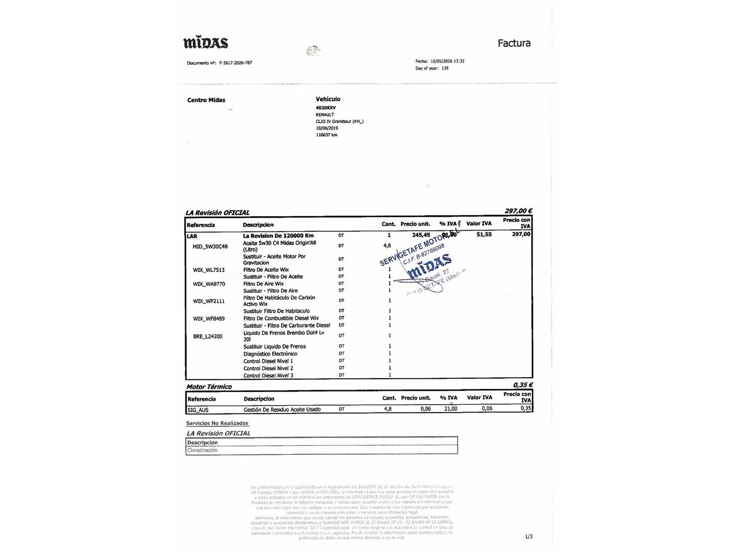 Foto del mantenimiento del Renault Clio Renault Clio Business dCi (75 CV)