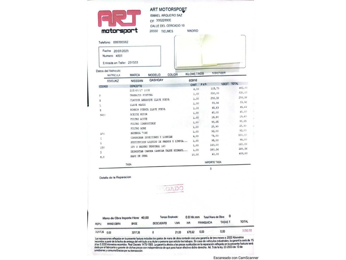 Foto del mantenimiento del Nissan QASHQAI Nissan Qashqai dCi 130 Acenta 4x2 (130 CV)