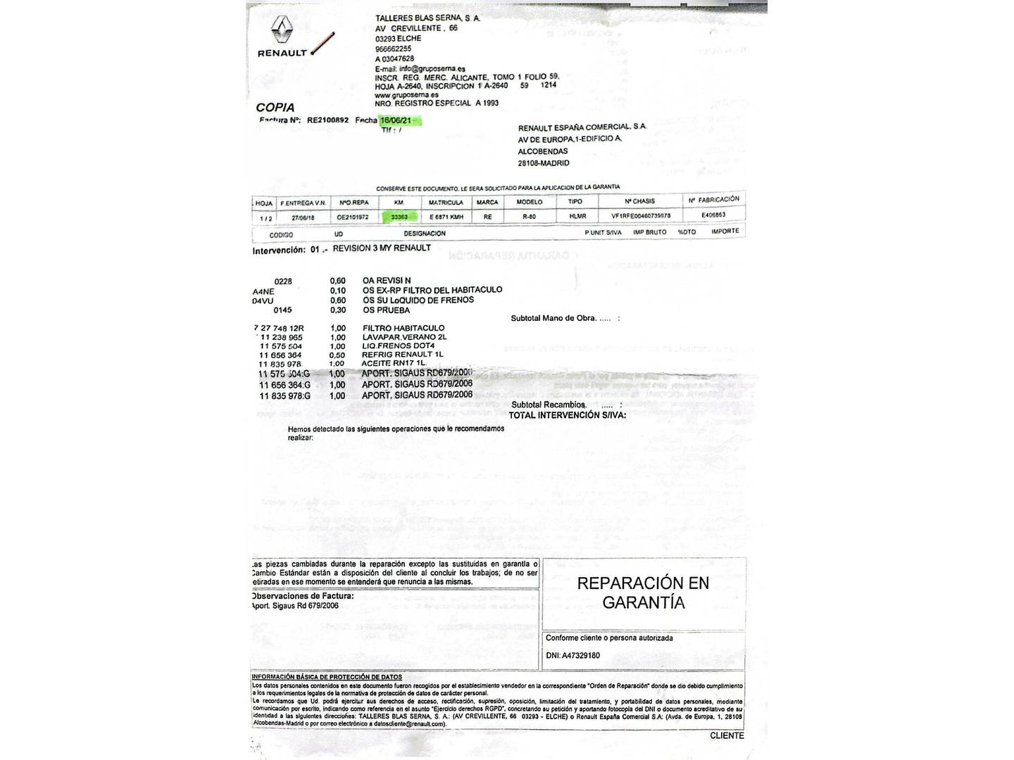 Foto del mantenimiento del Renault Kadjar Renault Kadjar S-Edition Energy TCe (130 CV)