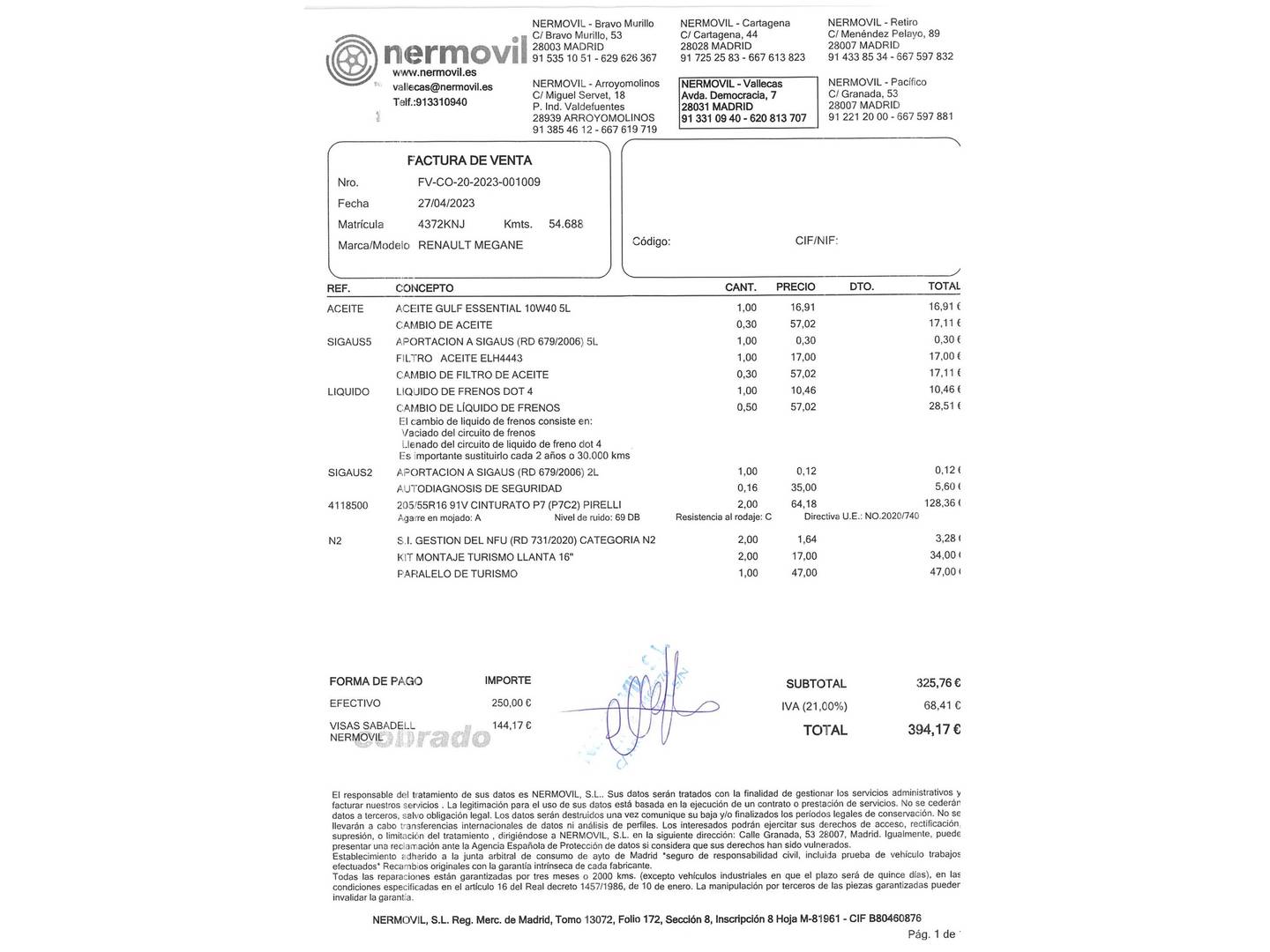 Foto del mantenimiento del Renault Mégane Renault Megane Limited Energy TCe (130 CV)