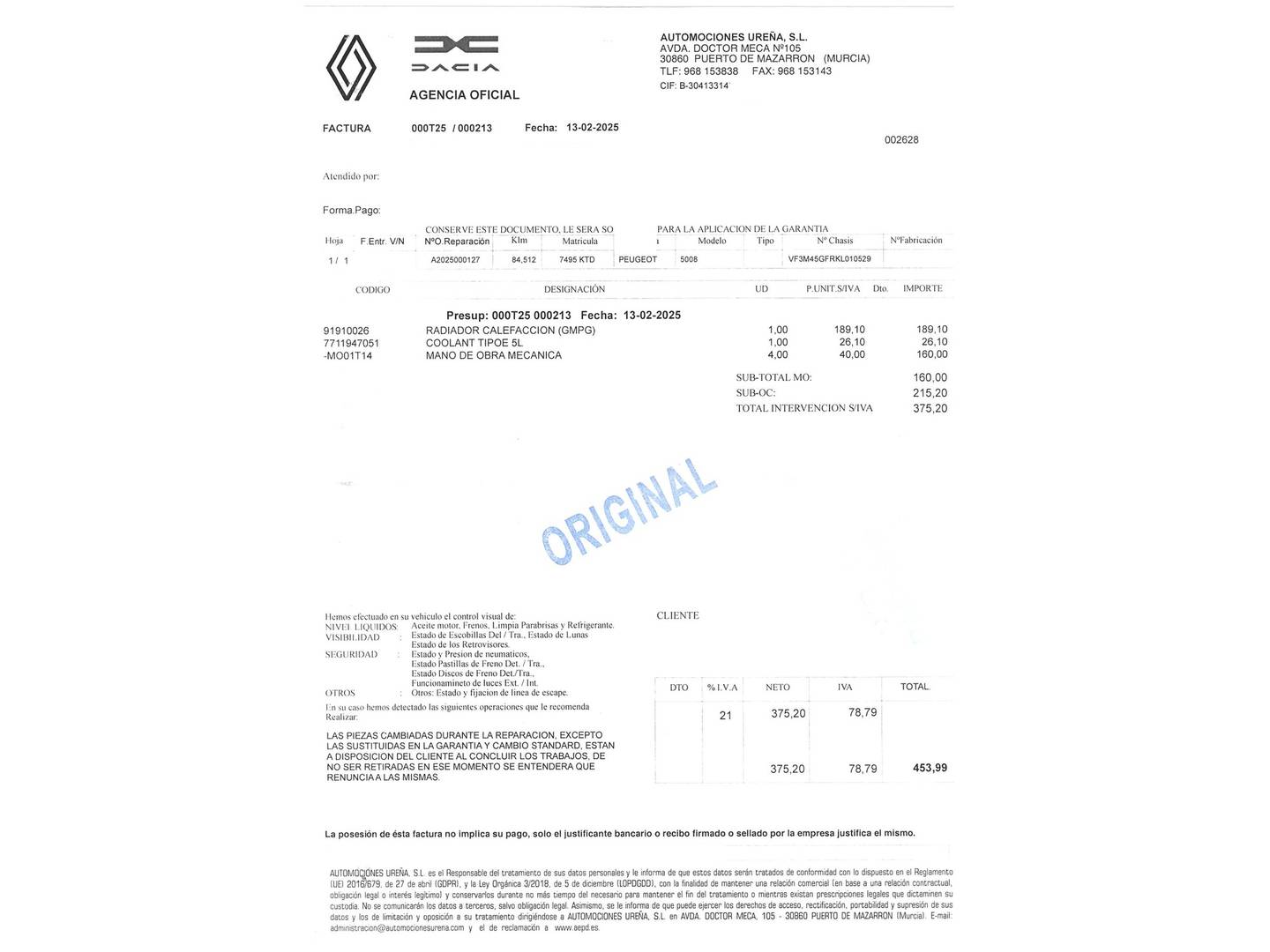 Foto del mantenimiento del Peugeot 5008 Peugeot 5008 PureTech 180 GT Line EAT8 (180 CV)