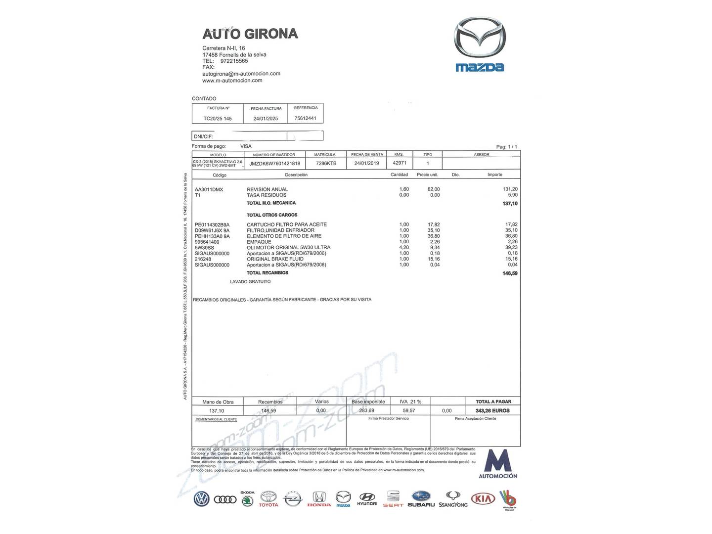 Foto del mantenimiento del Mazda CX-3 Mazda CX-3 2.0 G Zenith 2WD (121 CV)