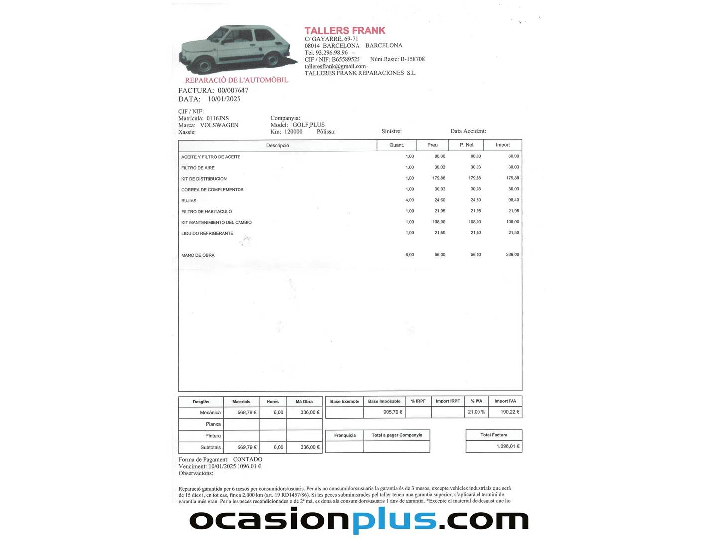 Foto del mantenimiento del Volkswagen Golf Sportsvan Volkswagen Golf Sportsvan Advance 1.4 TSI BMT (125 CV) DSG