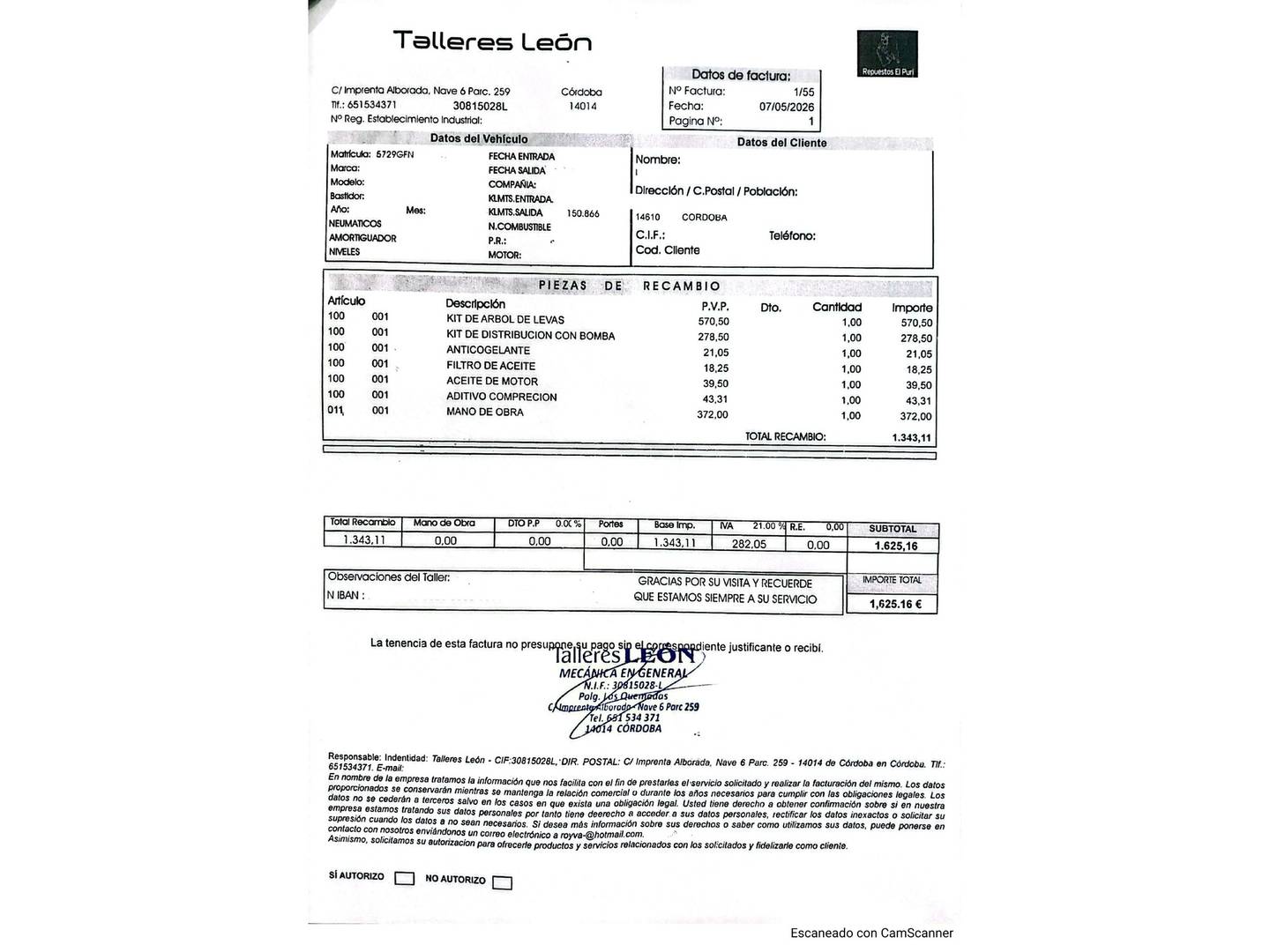 Foto del mantenimiento del Volkswagen Passat Volkswagen Passat Advance 1.9 TDI (105 CV)