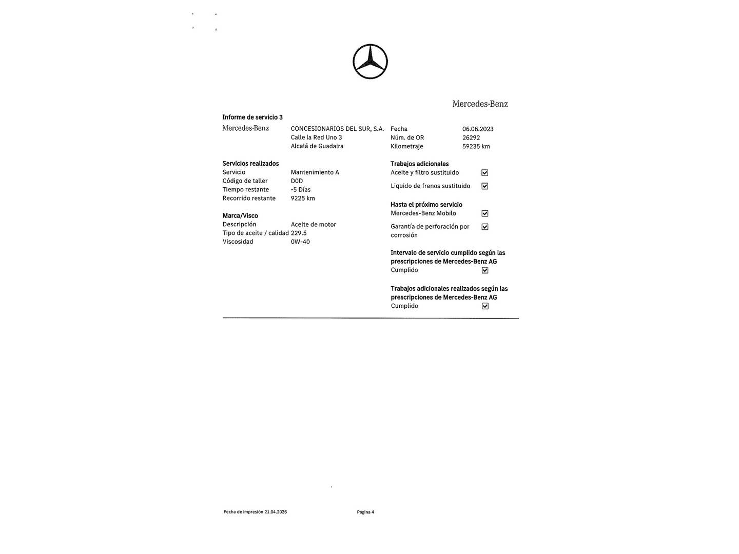 Foto del mantenimiento del Mercedes GLC Coupé Mercedes GLC Coupé Coupé Mercedes-AMG 43 4Matic (390 CV)