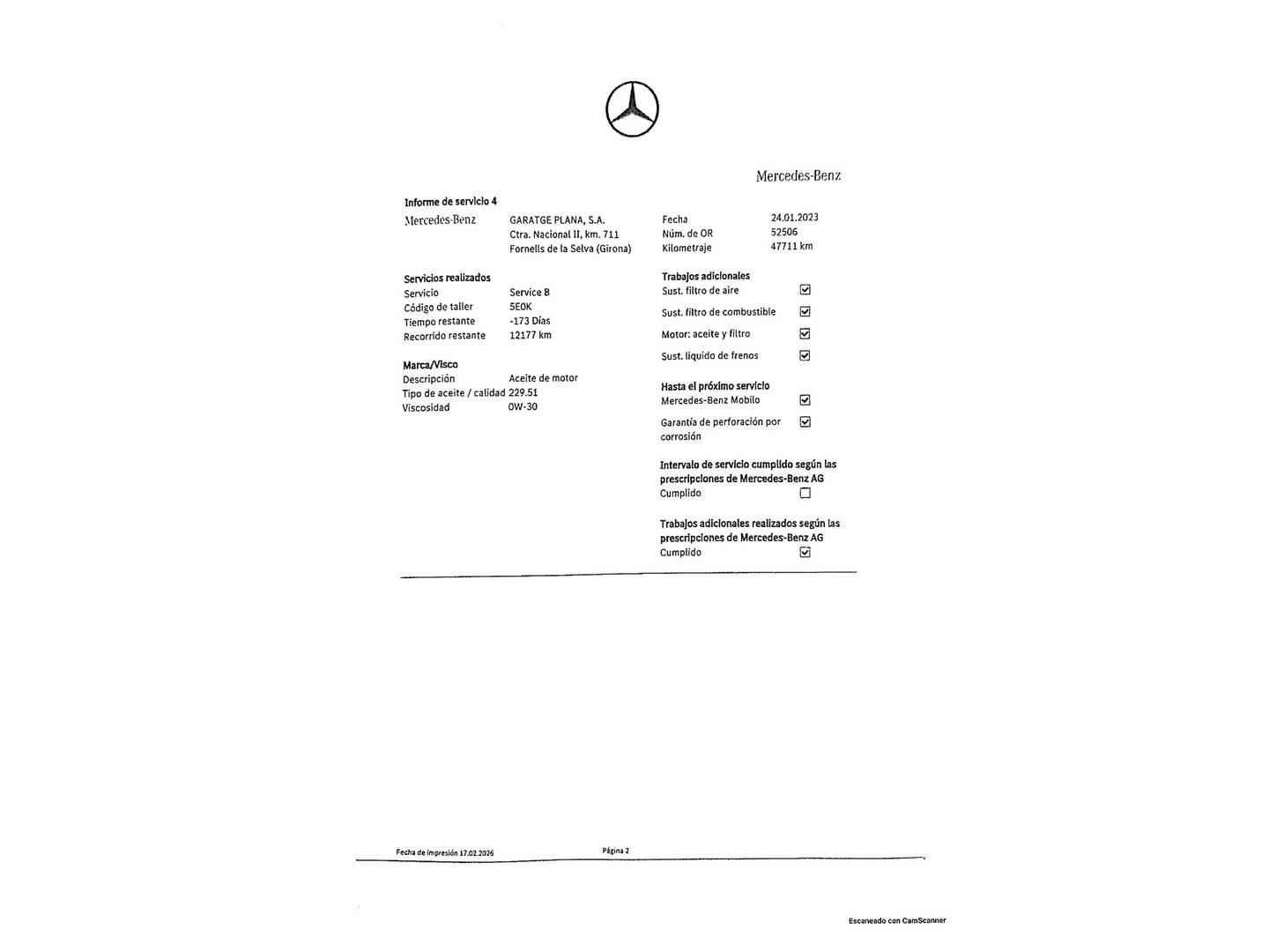 Foto del mantenimiento del Mercedes Clase A Mercedes-Benz Clase A 200 d (136 CV)Pack AMG