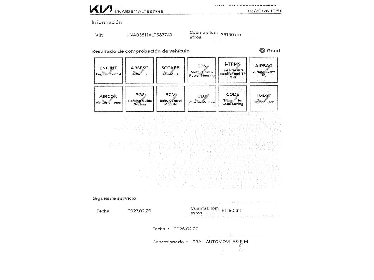 Foto del mantenimiento del KIA Picanto KIA Picanto 1.0 CVVT GT Line (67 CV)