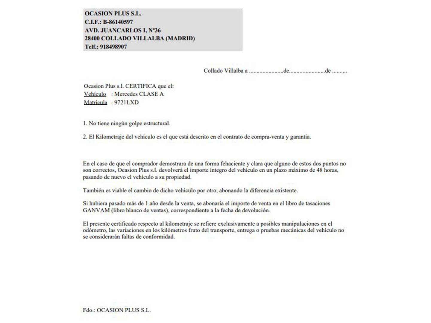 Foto del certificado del Mercedes Clase A Mercedes Clase A 180 d Sedán (116 CV)