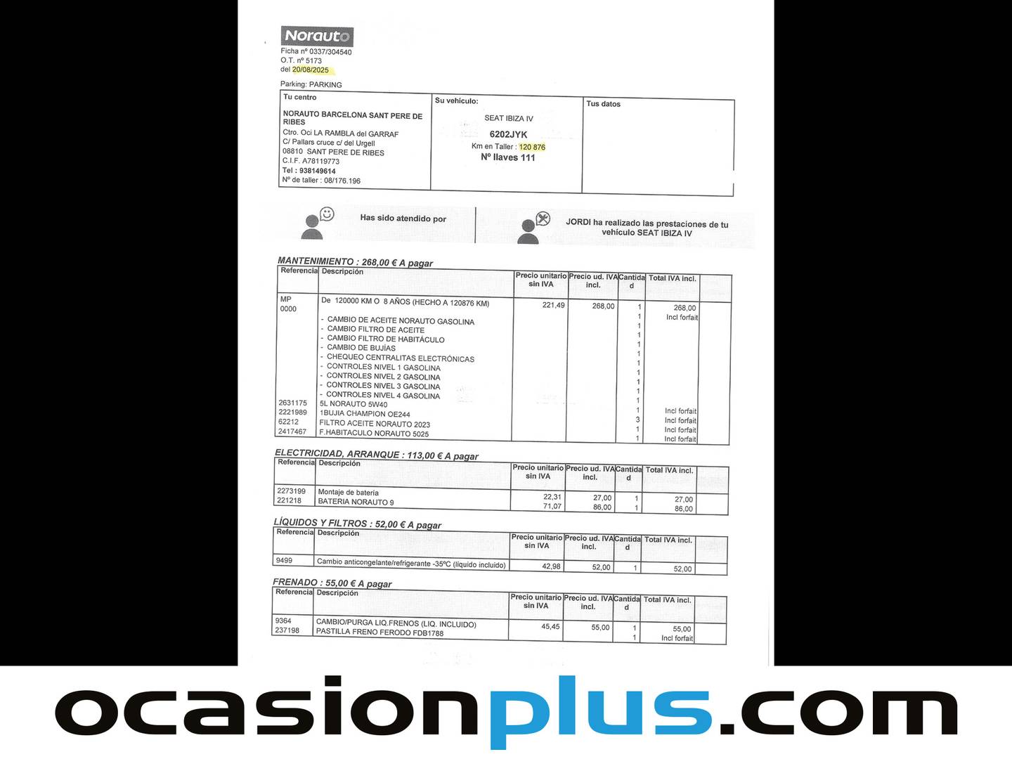 Foto del mantenimiento del Seat Ibiza Seat Ibiza 1.2 TSI Style (90 CV)