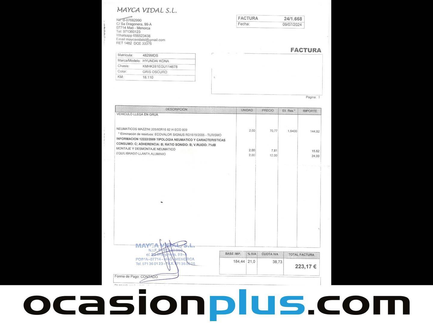 Foto del mantenimiento del Hyundai Kona Hyundai Kona 1.6 GDI HEV Maxx DCT (141 CV)
