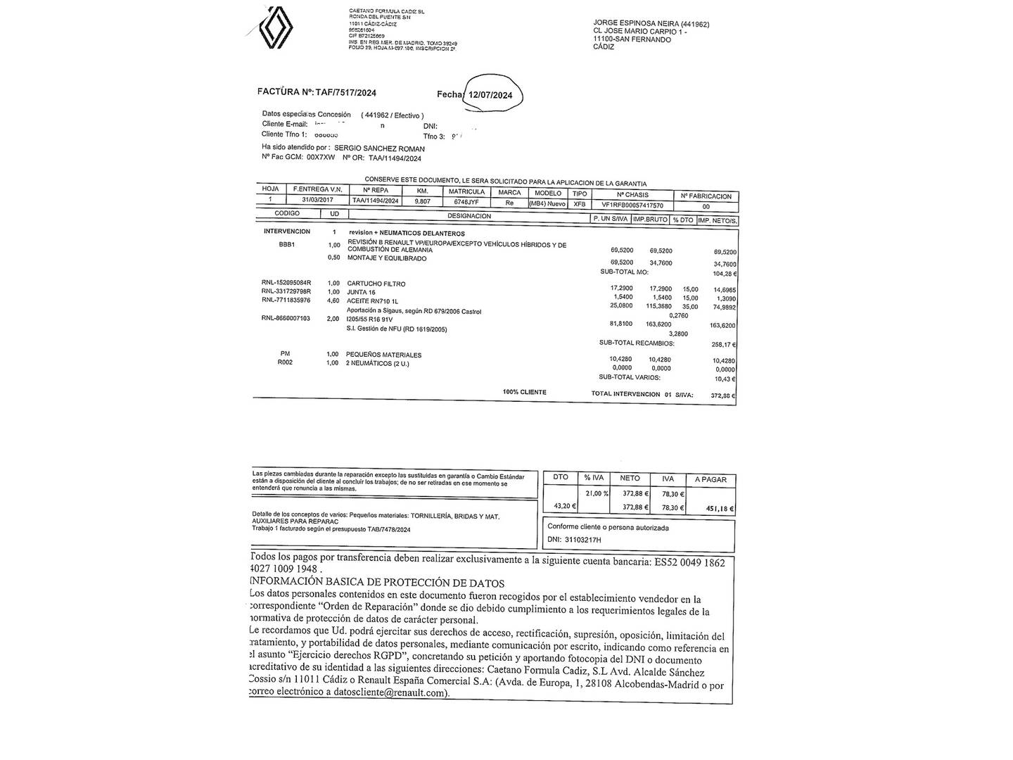 Foto del mantenimiento del Renault Mégane Renault Megane Zen Energy TCe  (130 CV) EDC
