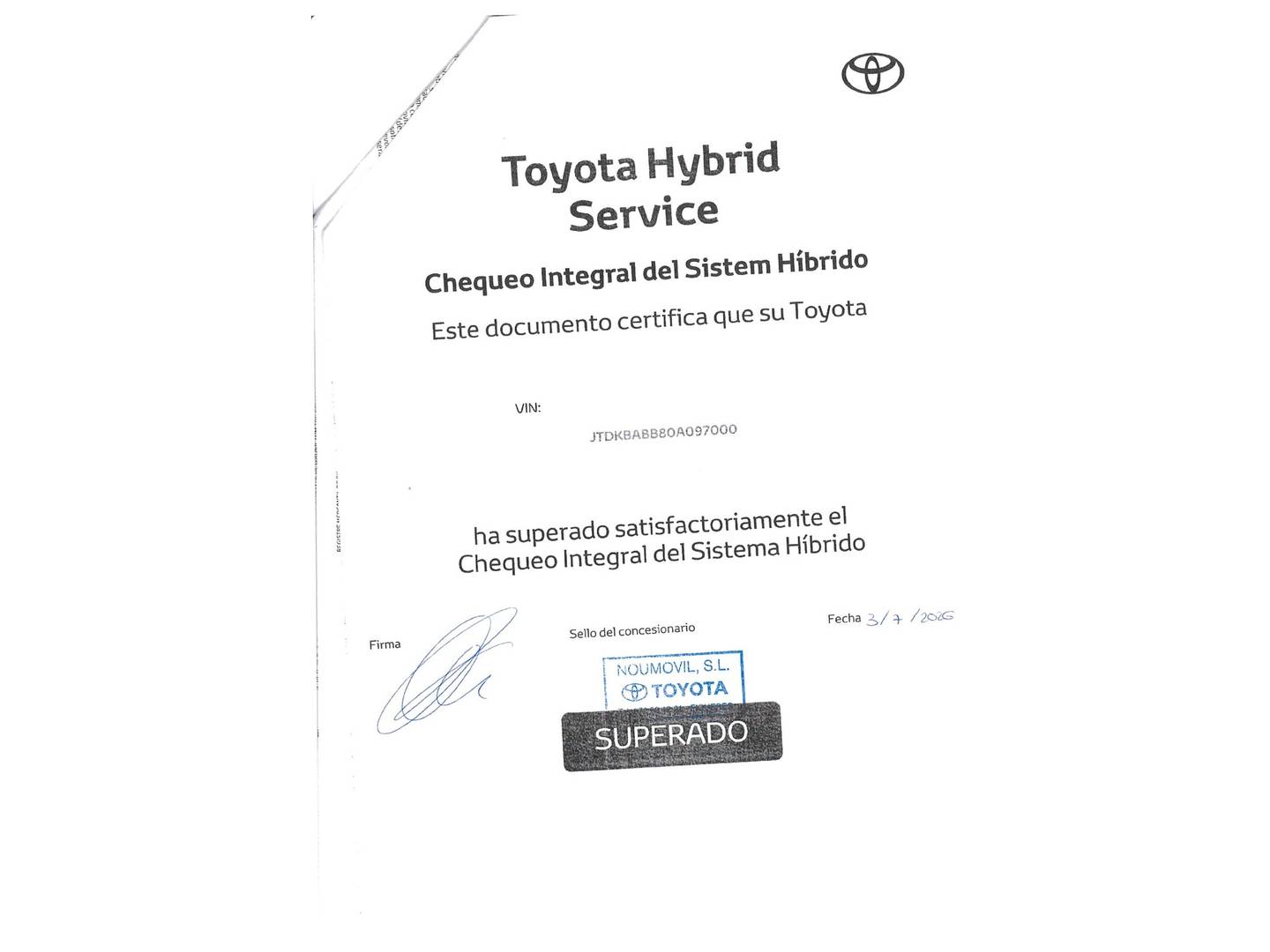 Foto del mantenimiento del Toyota Yaris Cross Toyota Yaris Cross 120H Style (116 CV)