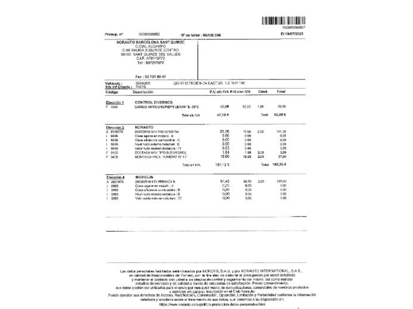 Foto del mantenimiento del Citroën C4 Cactus Citroen C4 Cactus PureTech 110 S&S Feel (110 CV)