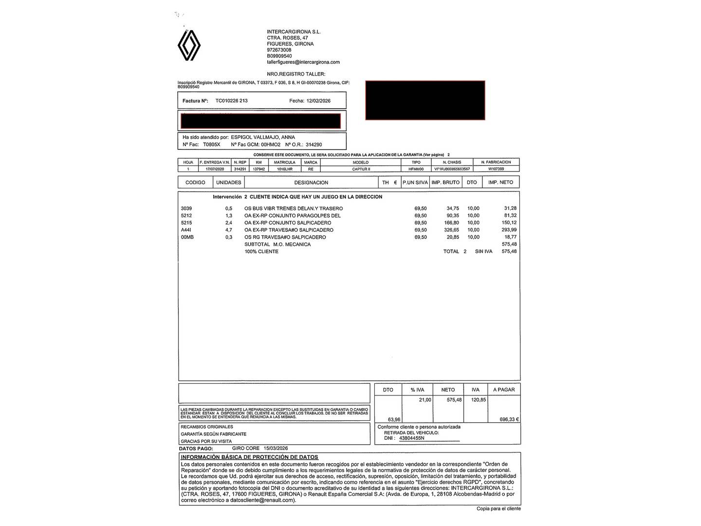 Foto del mantenimiento del Renault Captur Renault Captur Zen E-TECH Híbrido enchufable (160 CV)