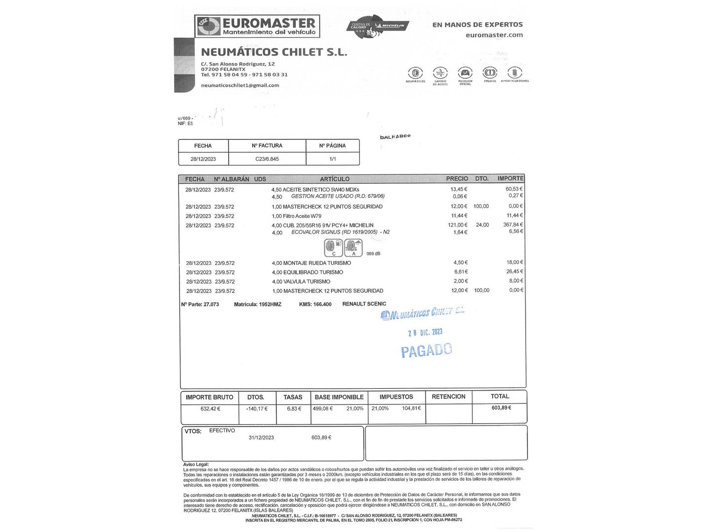 Foto del mantenimiento del Renault Scénic Renault Scenic dCi 95 Expression (95 CV)