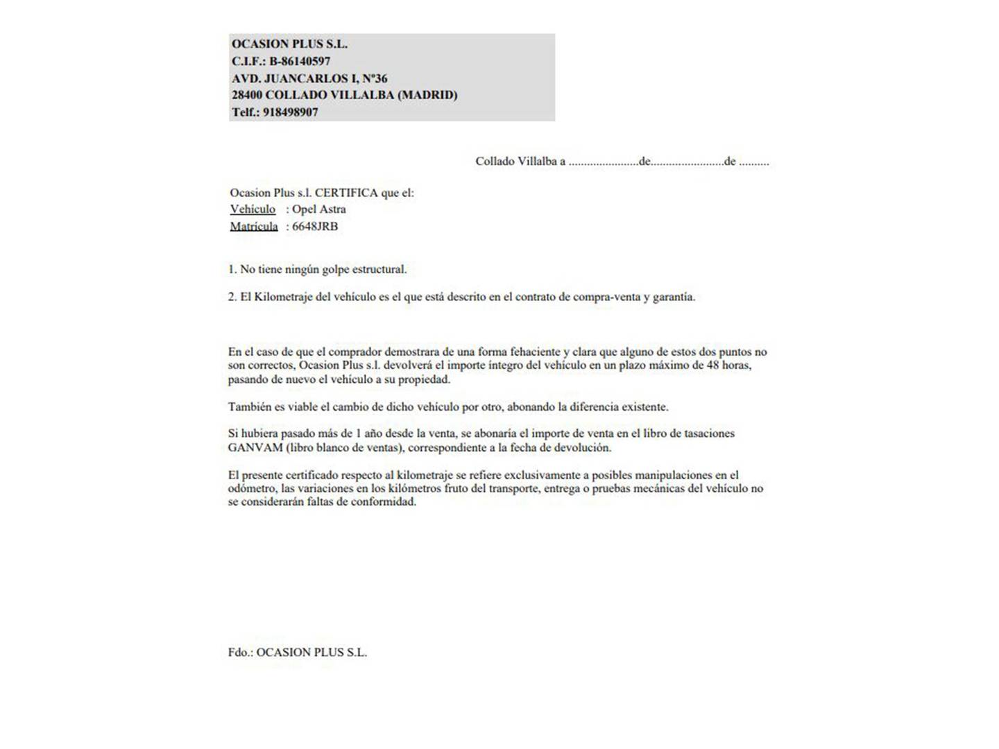 Foto del certificado del Opel Astra Opel Astra Sports Tourer 1.6 CDTI S&S Dynamic (136 CV)