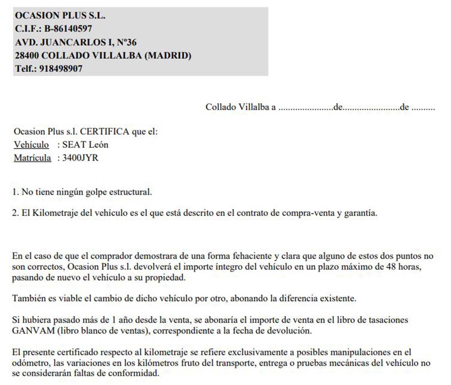 Foto del certificado del Seat León SEAT León ST 2.0 TDI S&S FR (150 CV)