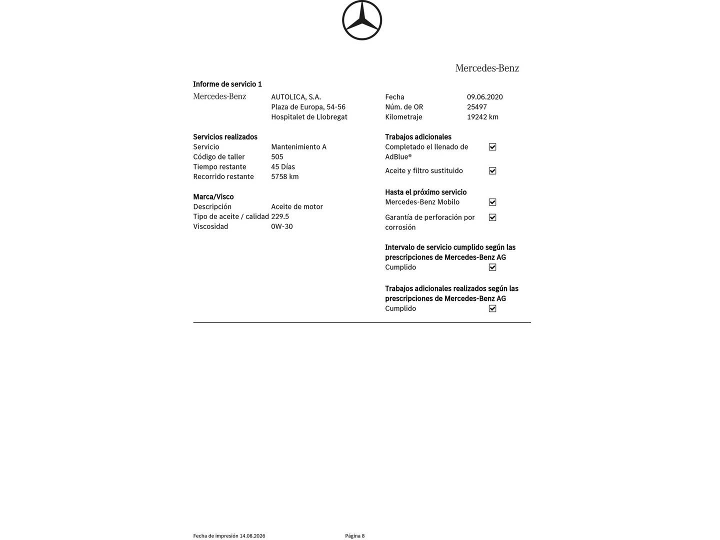 Foto del mantenimiento del Mercedes Clase GLC Mercedes GLC GLC 250 d 4Matic (204 CV)