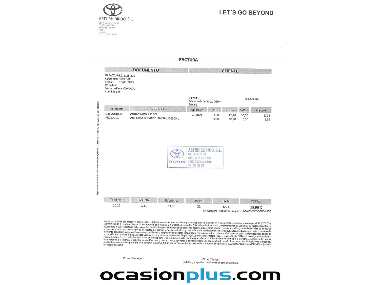 Foto del mantenimiento del Toyota Proace City Verso Toyota Proace City Verso 1.5D Family Active L2 Auto (131 CV) 7 Plazas