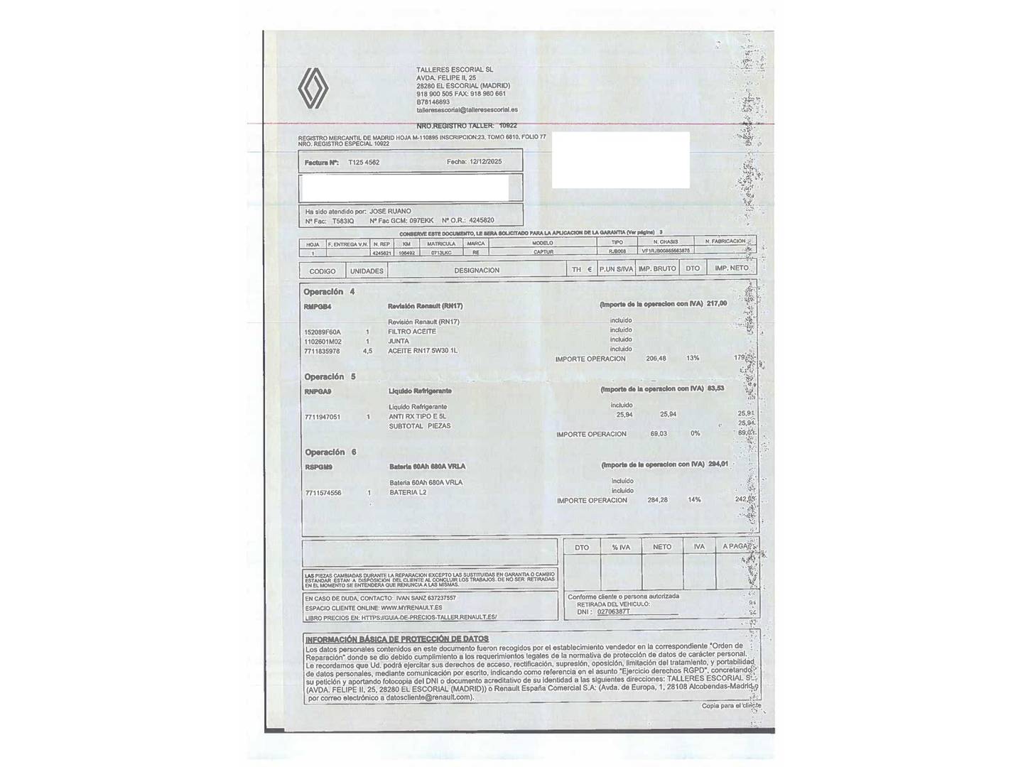 Foto del mantenimiento del Renault Captur Renault Captur Zen E-TECH Híbrido enchufable (160 CV)