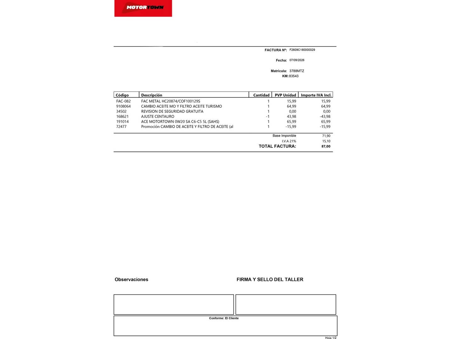 Foto del mantenimiento del Hyundai i30 Hyundai i30 1.0 TGDI N Line (100 CV)