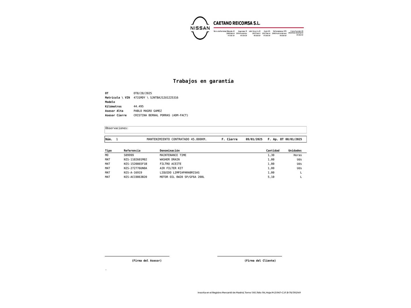 Foto del mantenimiento del Nissan QASHQAI Nissan Qashqai E-POWER N-Connecta Auto (190 CV)