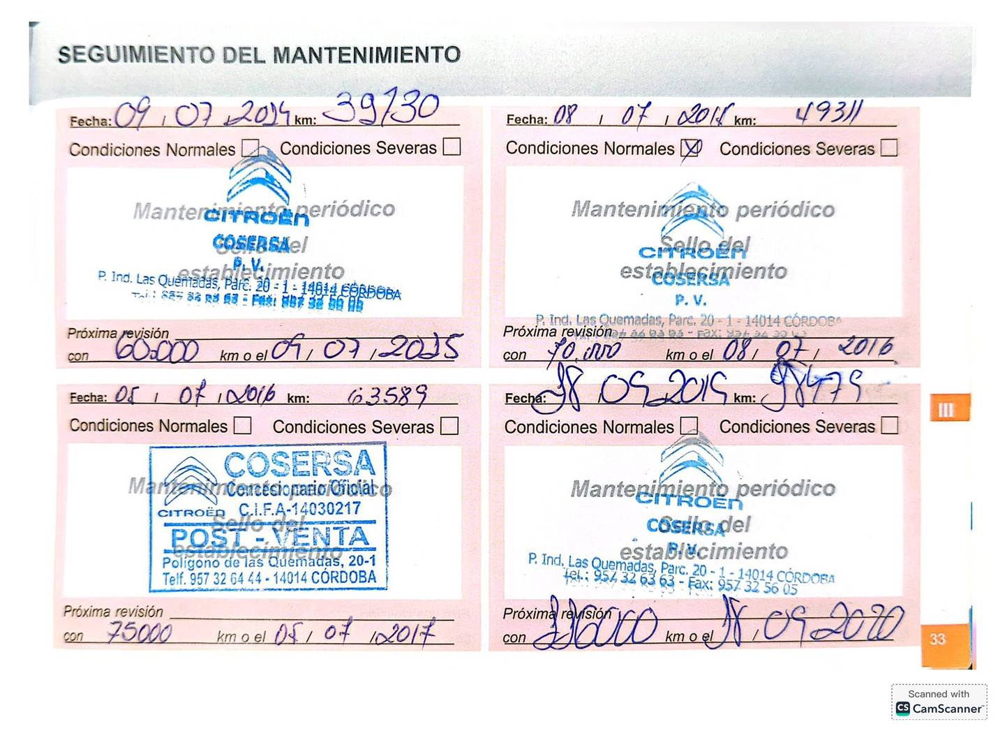 Foto del mantenimiento del Citroën C4 Citroën C4 1.6 VTi Collection  (120 CV)