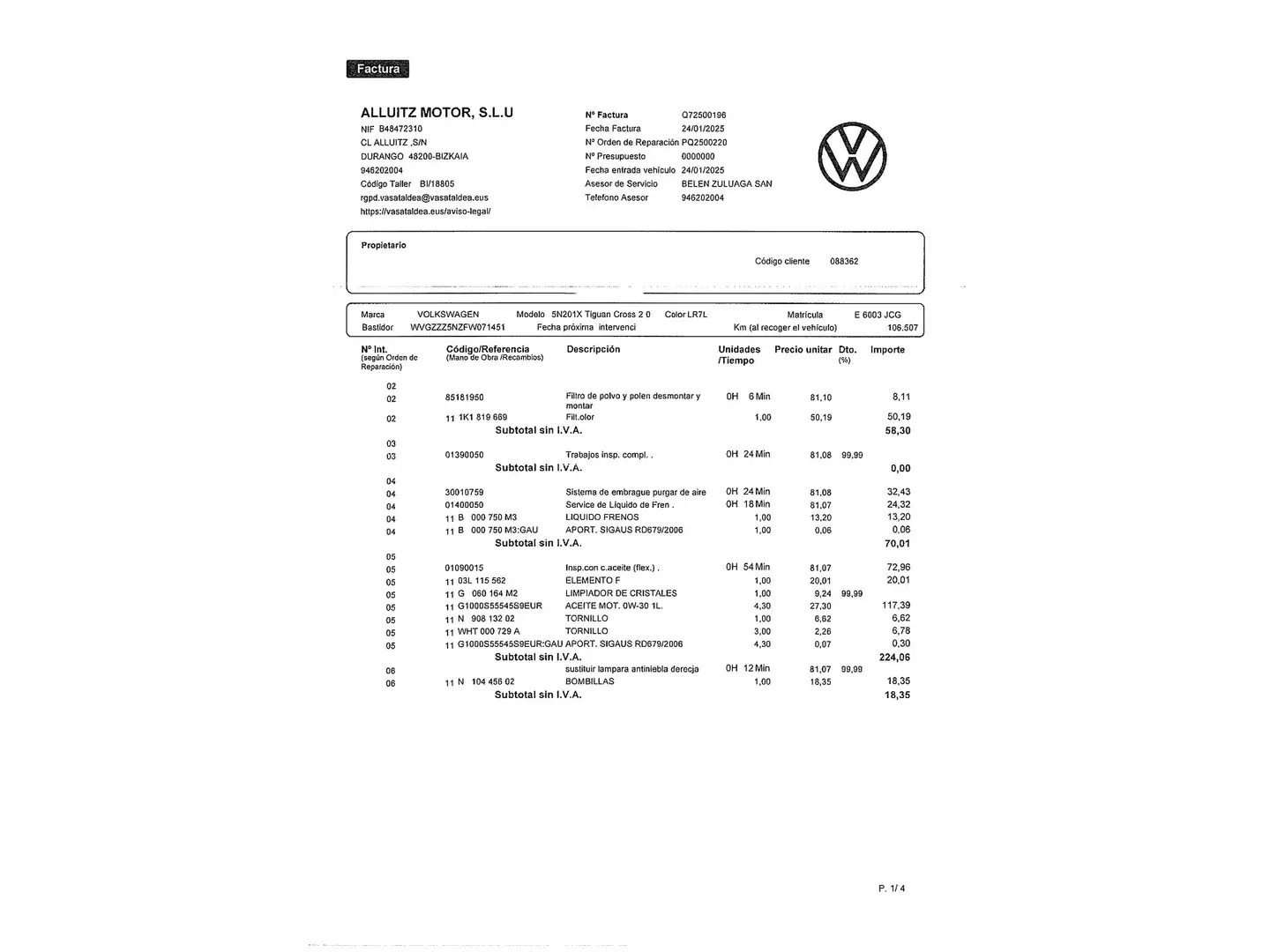 Foto Volkswagen Tiguan Volkswagen Tiguan T1 2.0 TDI BMT 4x2  (110 CV)