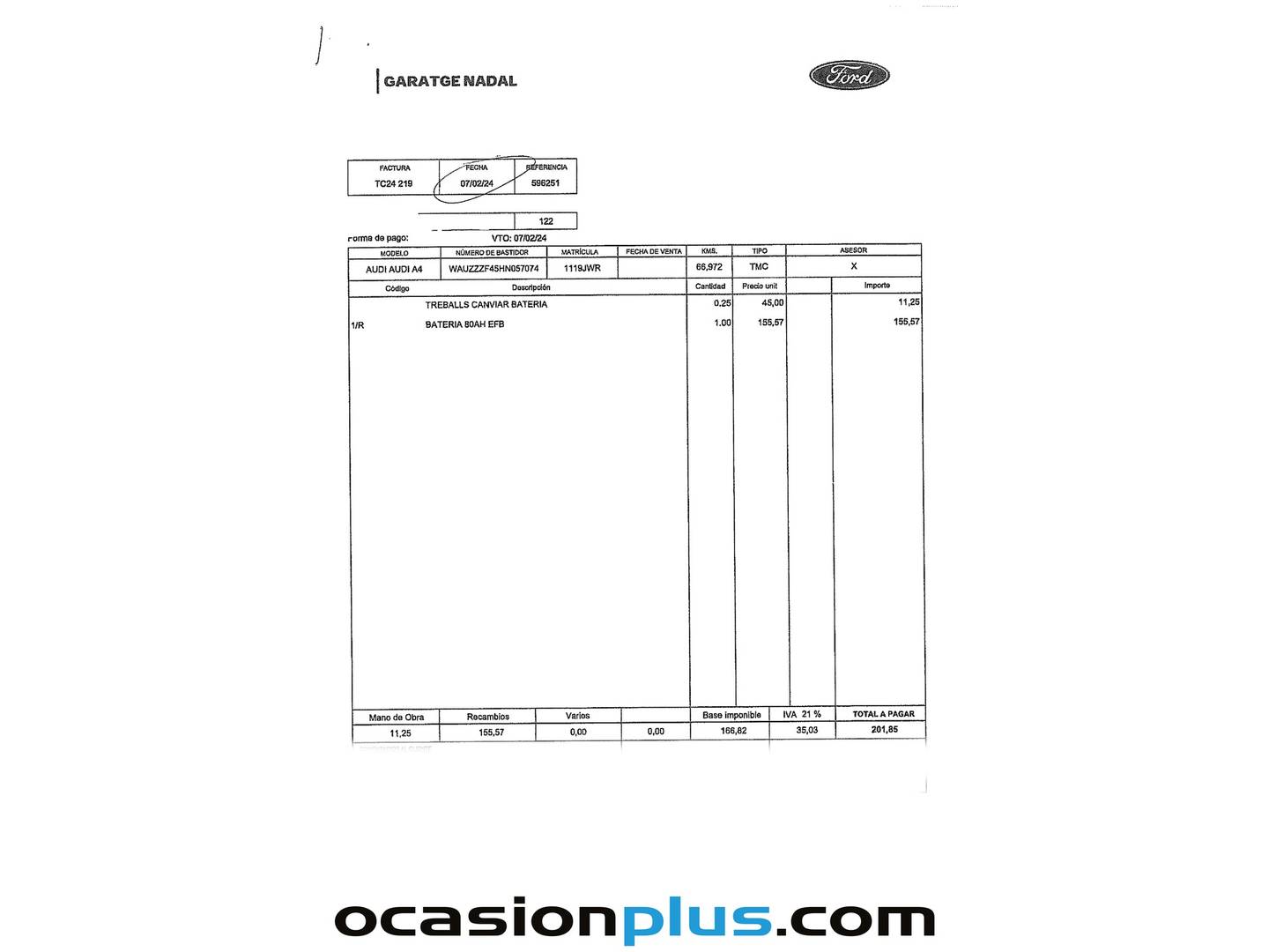 Foto del mantenimiento del Audi A4 Audi A4 2.0 TDI (150 CV)