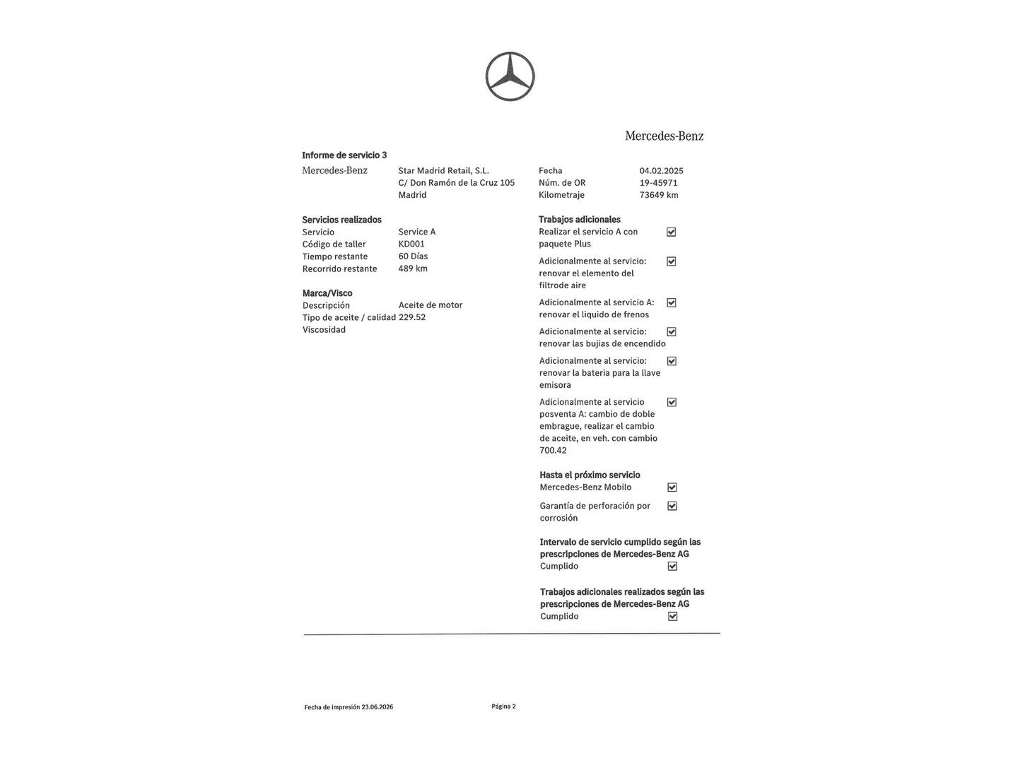 Foto del mantenimiento del Mercedes GLB Mercedes GLB 200 (163 CV)