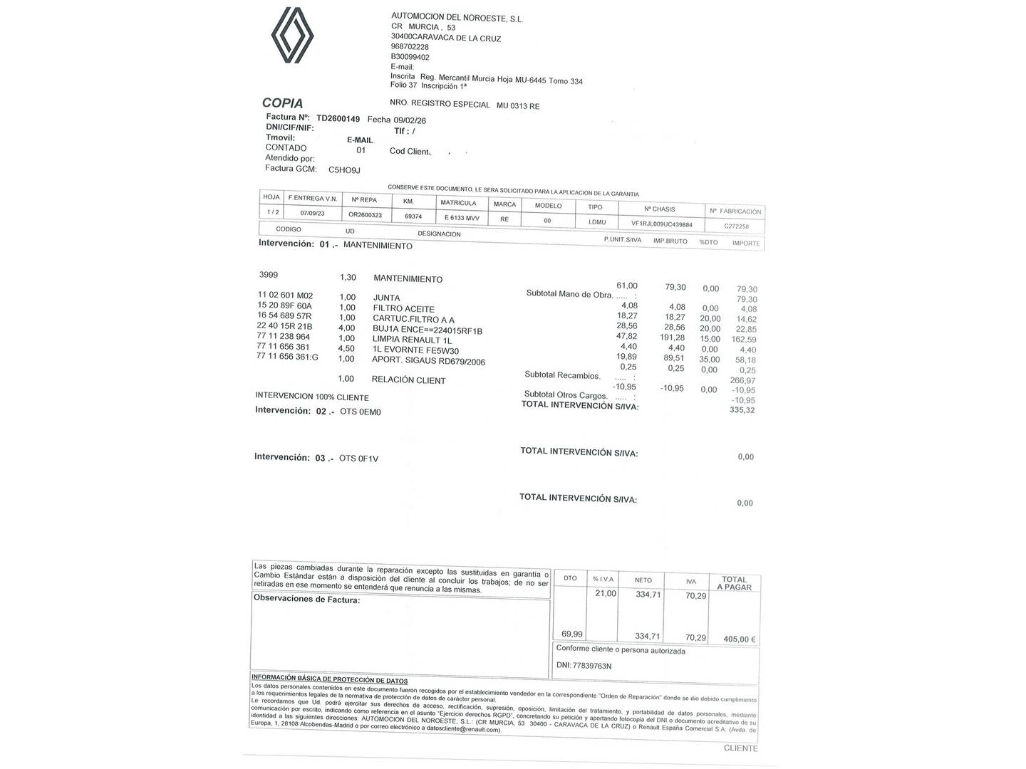 Foto del mantenimiento del Renault Arkana Renault Arkana Equilibre E-TECH full hybrid (145 CV)
