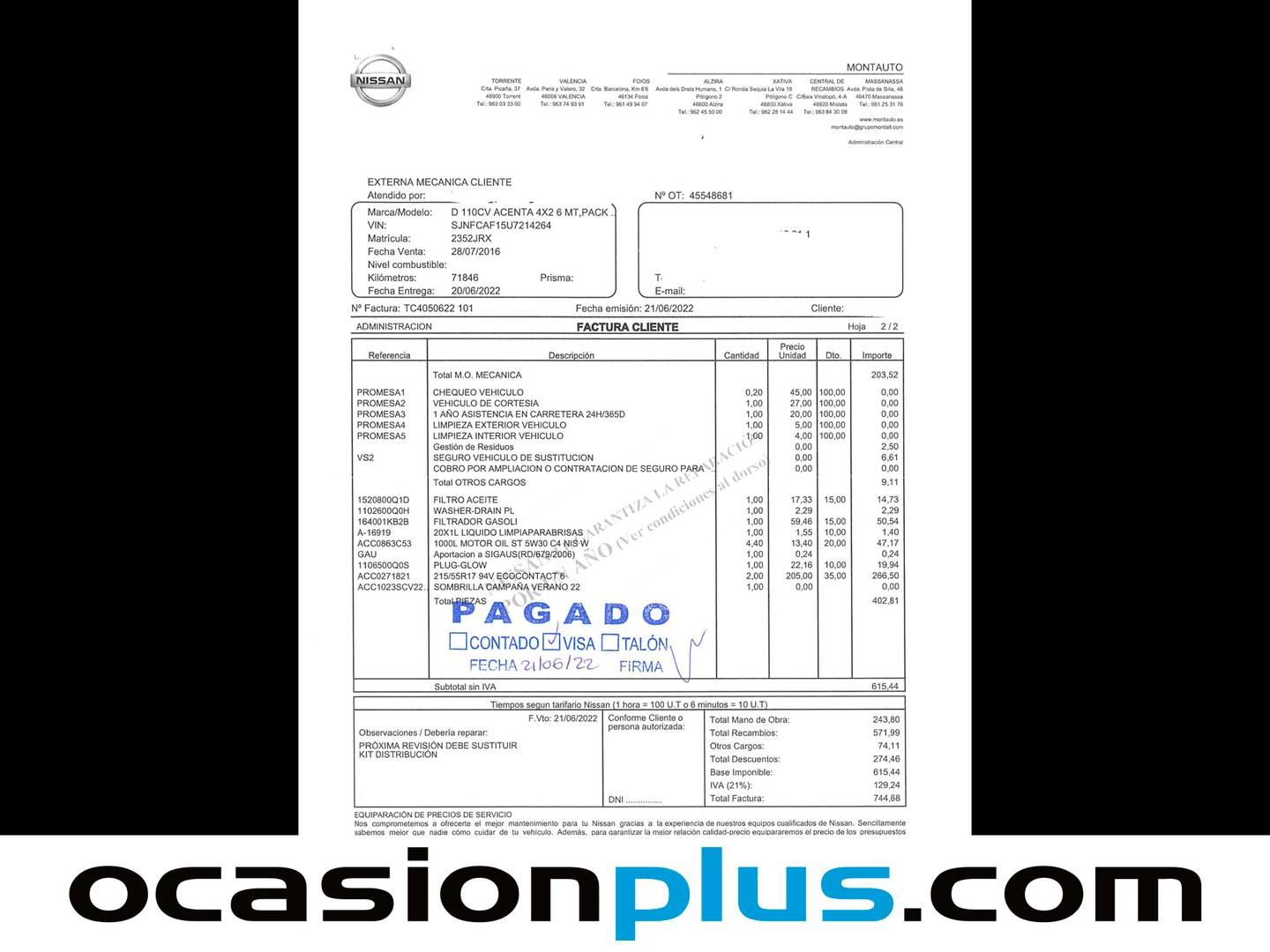 Foto del mantenimiento del Nissan JUKE Nissan Juke dCi 110 Acenta (110 CV)