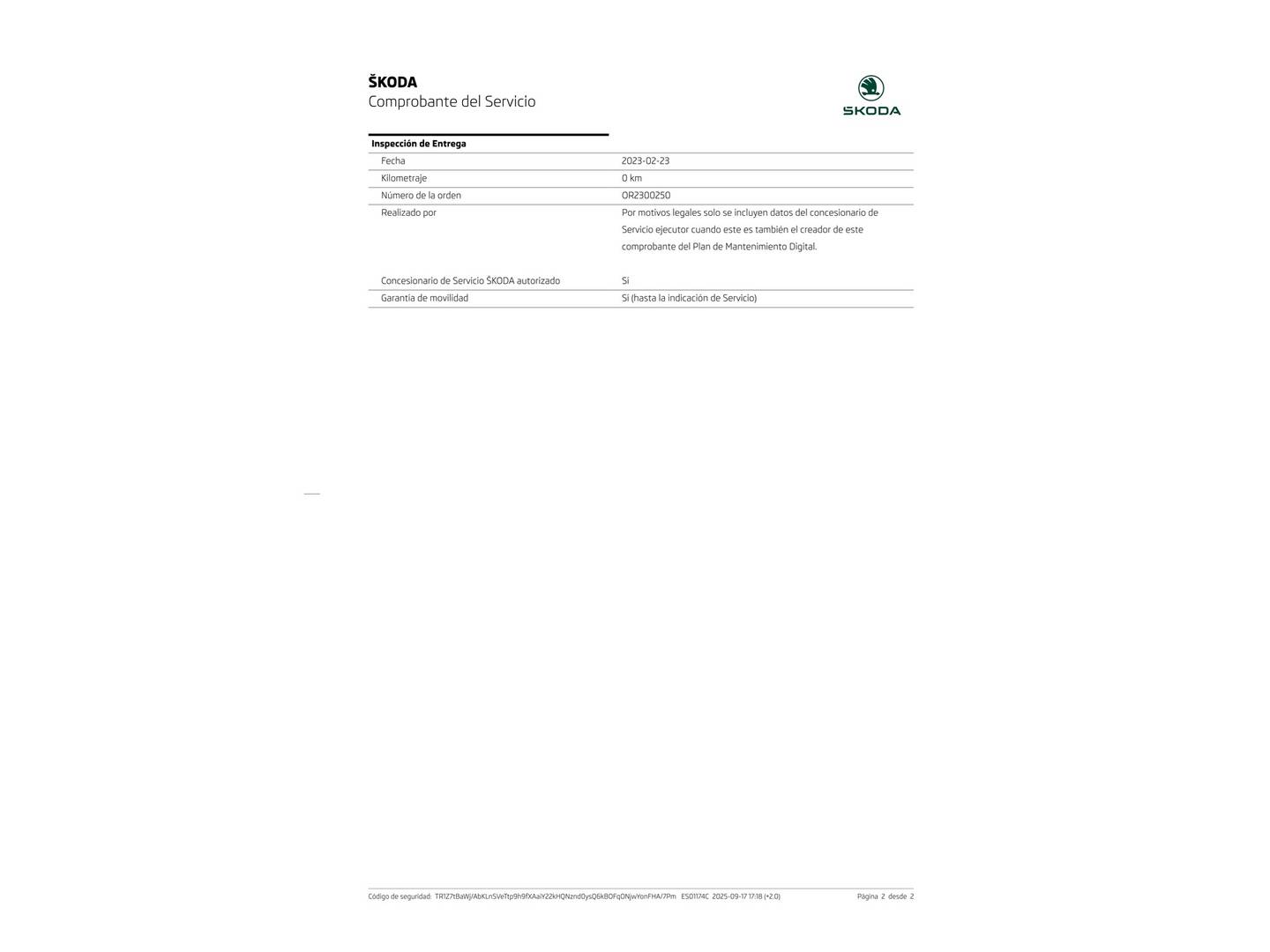 Foto del mantenimiento del Skoda Karoq Skoda Karoq 1.5 TSI ACT Style DSG (150 CV)