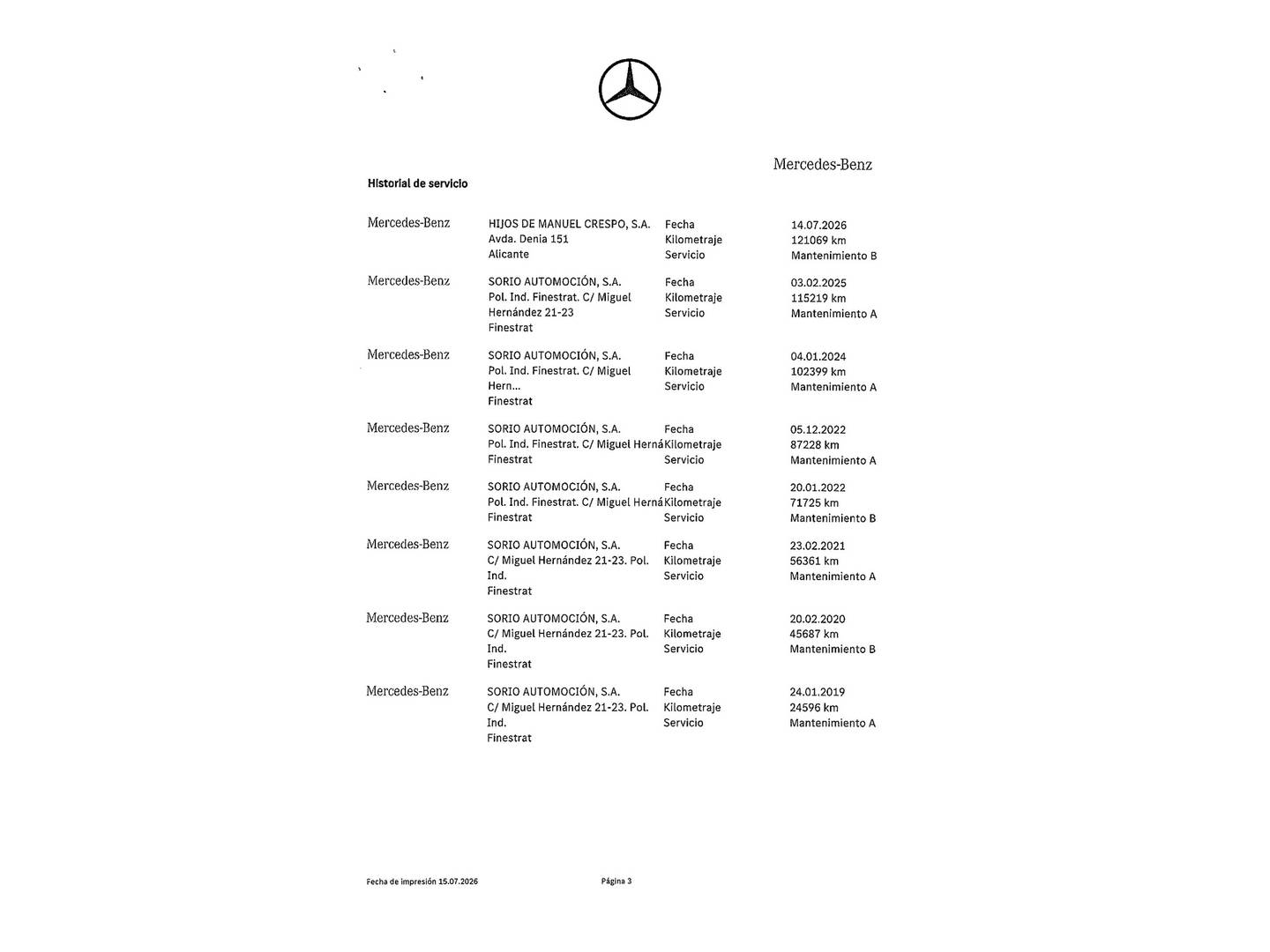 Foto del mantenimiento del Mercedes CLA Mercedes CLA 180 (122 CV)