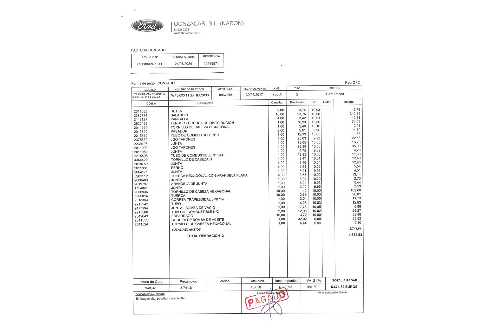 Ford Transit Furgon 350 L3H2 Trend Delantera - foto 22