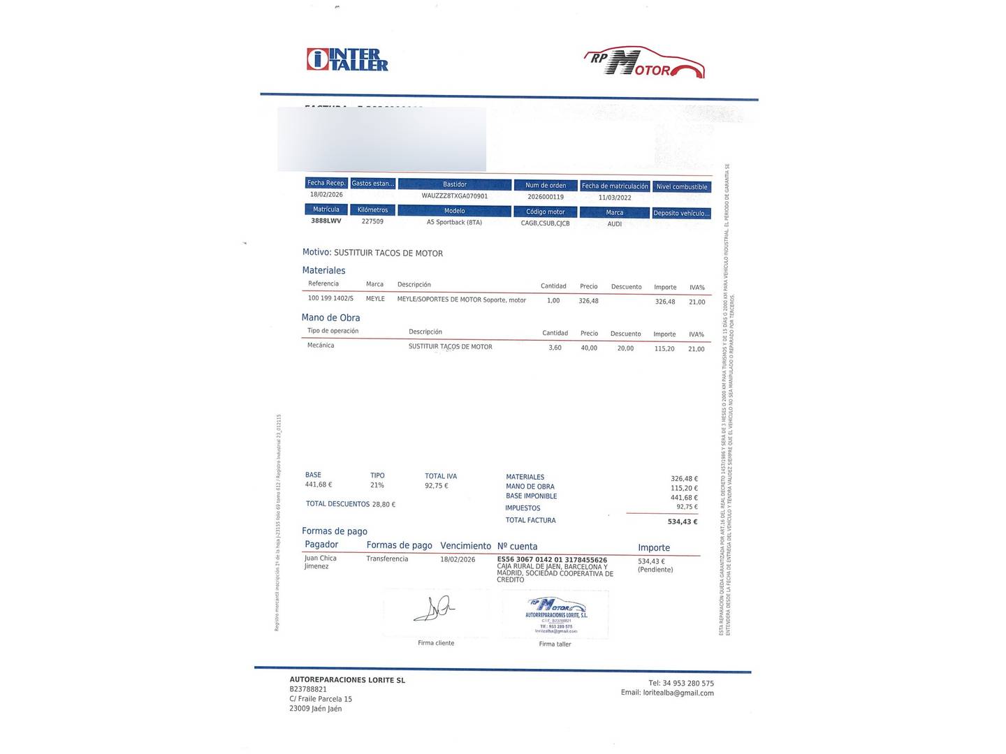 Foto del mantenimiento del Audi A5 Sportback Audi A5 Sportback 2.0 TDI (136 CV) S tronic Pack S-Line